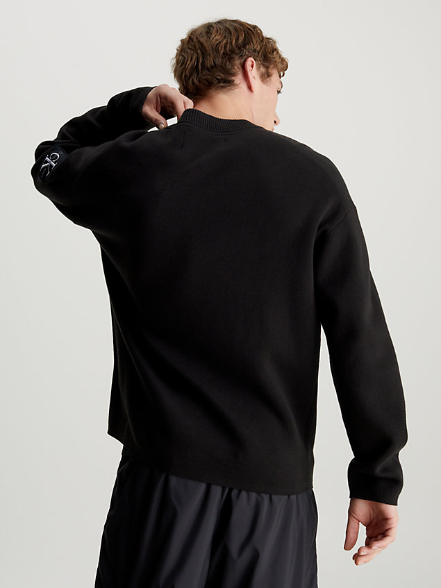 black relaxed plated cotton jumper for men calvin klein jeans