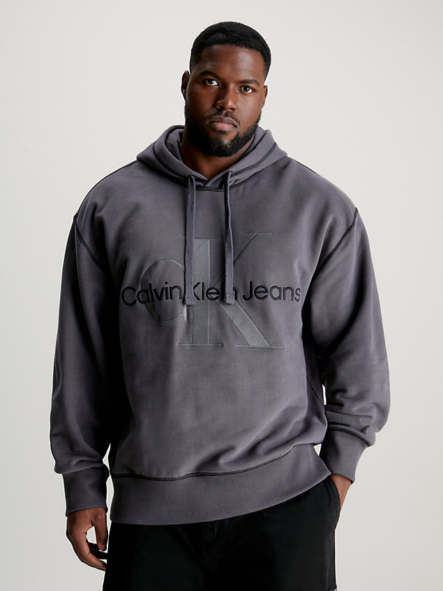grey oversized monogram hoodie for men calvin klein jeans