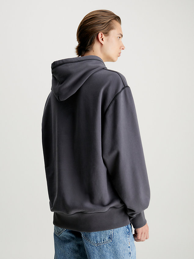 sweat à capuche oversize avec monogramme grey pour hommes calvin klein jeans