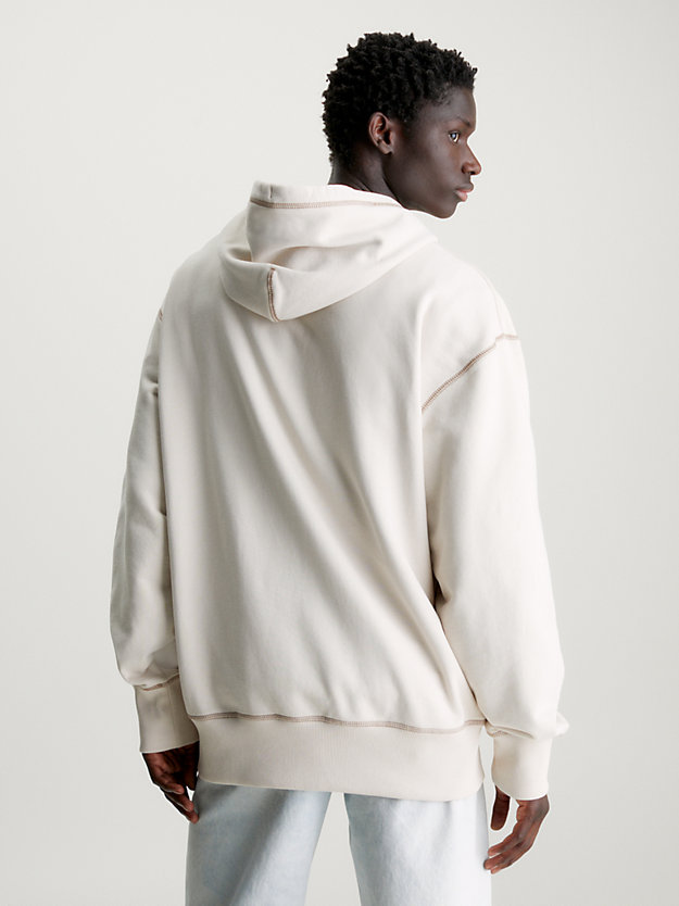 ivory oversized monogram hoodie for men calvin klein jeans