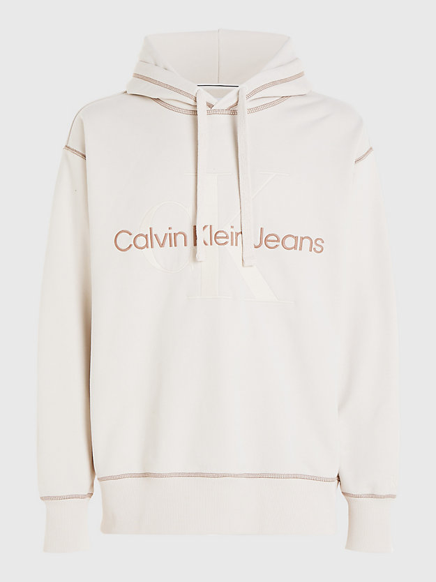 ivory oversized monogram hoodie for men calvin klein jeans