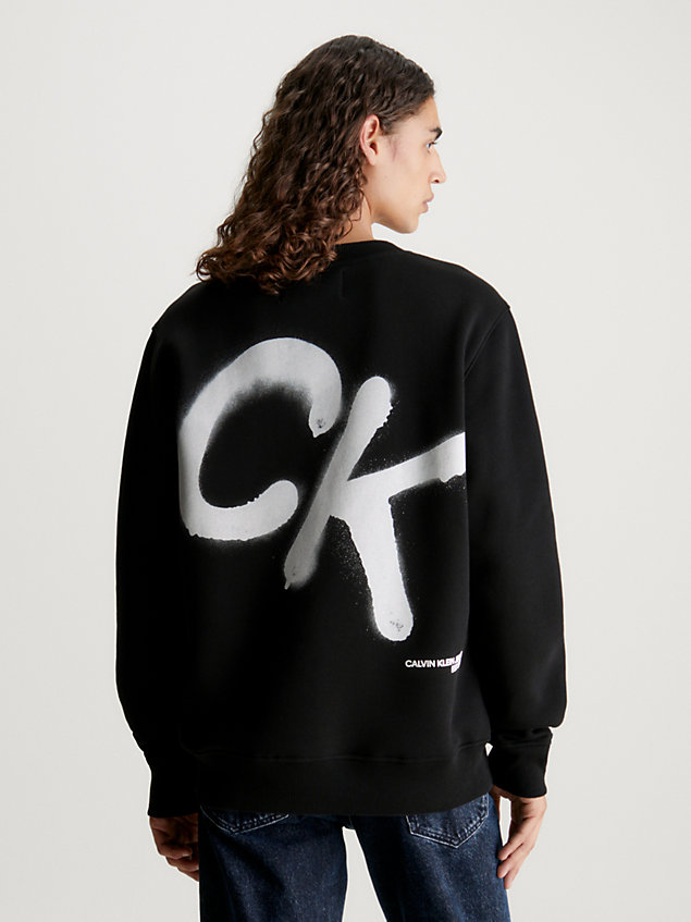 black spray print logo sweatshirt for men calvin klein jeans