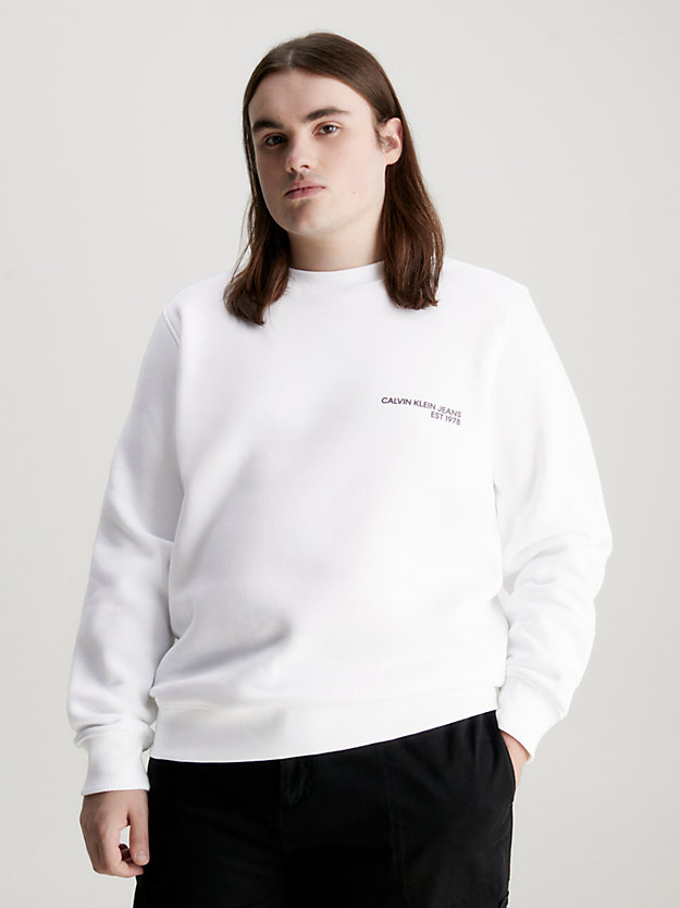 bright white spray print logo sweatshirt for men calvin klein jeans
