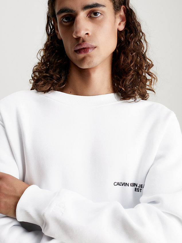sweat-shirt avec logo imprimé éclaboussures white pour hommes calvin klein jeans