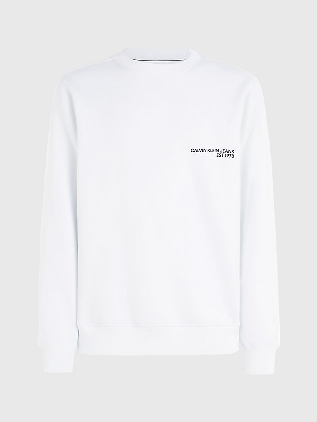 white spray print logo sweatshirt for men calvin klein jeans
