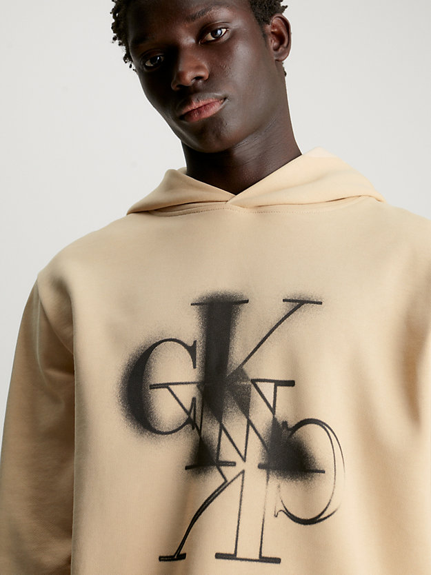 warm sand cotton terry logo hoodie for men calvin klein jeans