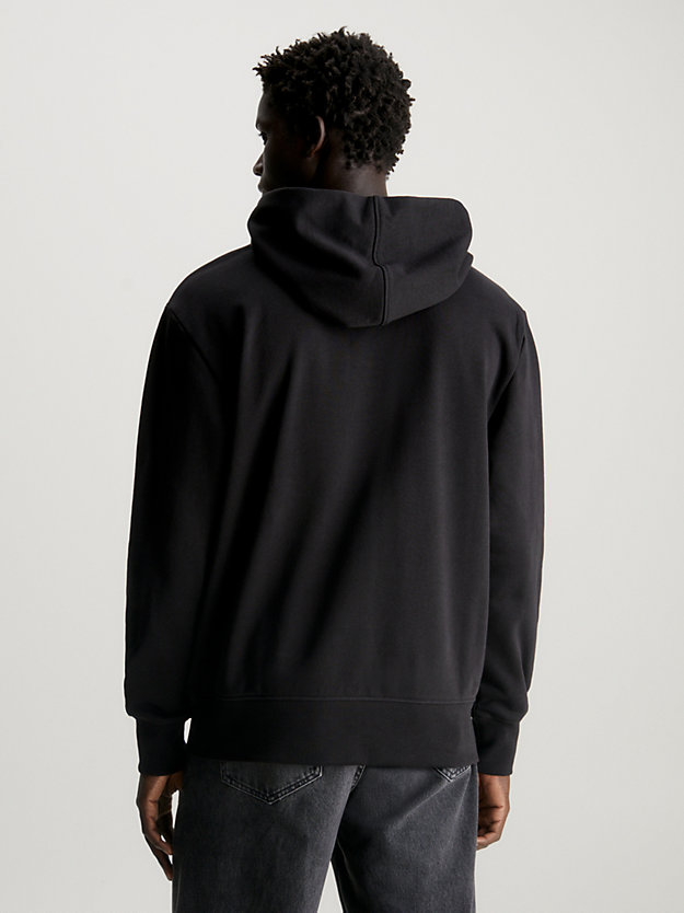 ck black cotton terry logo hoodie for men calvin klein jeans