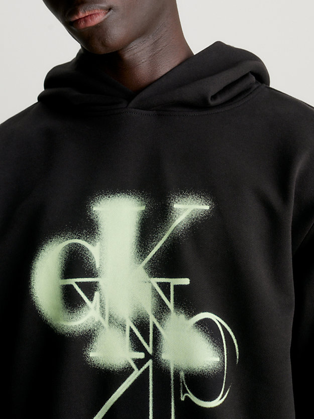 ck black cotton terry logo hoodie for men calvin klein jeans