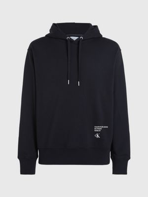 Calvin Klein Jeans SLANTED AOP LOGO RELAXED HOODIE Black - Free