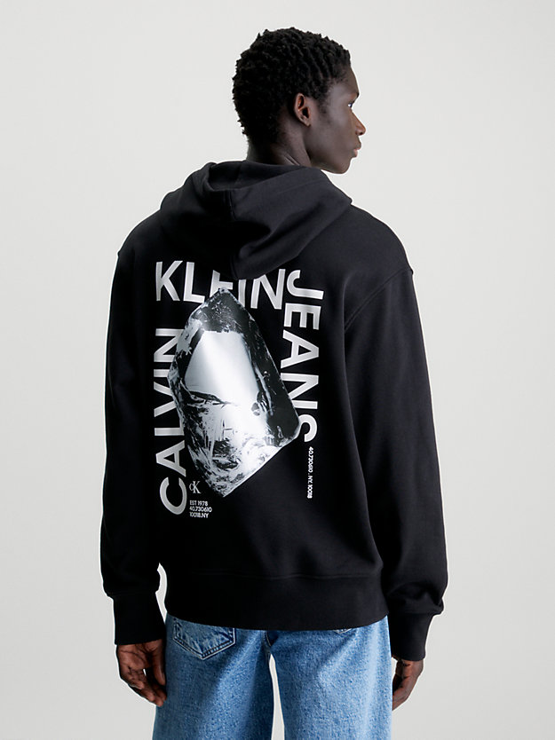 ck black relaxed back logo hoodie for men calvin klein jeans