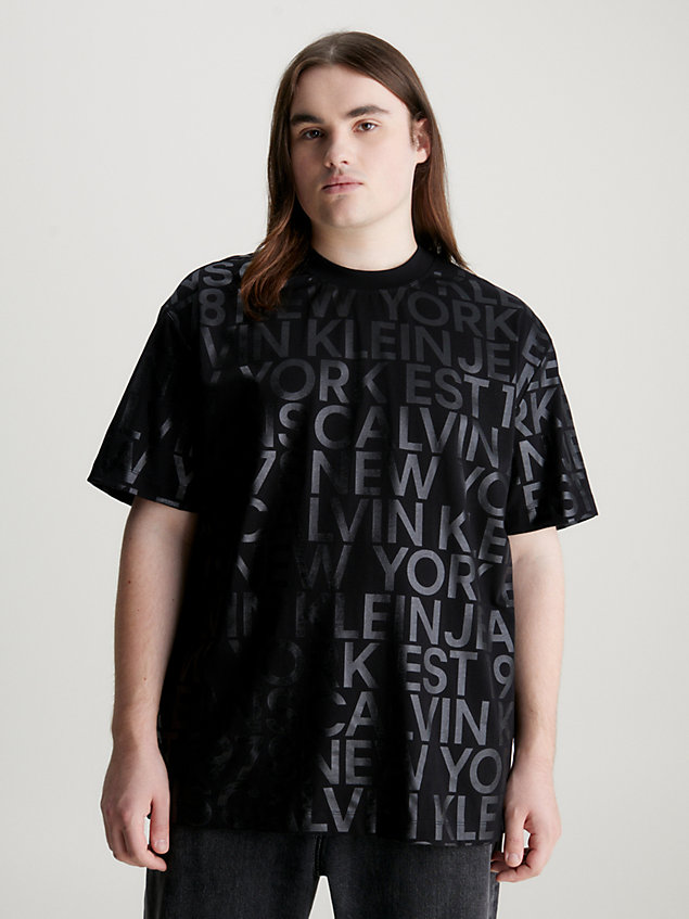 t-shirt con logo all-over black da uomo calvin klein jeans