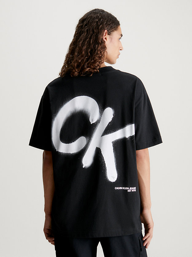 t-shirt stampata taglio relaxed effetto spray ck black da uomo calvin klein jeans