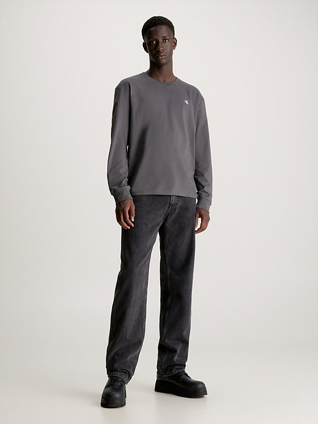 t-shirt a maniche lunghe con logo dark grey da uomo calvin klein jeans