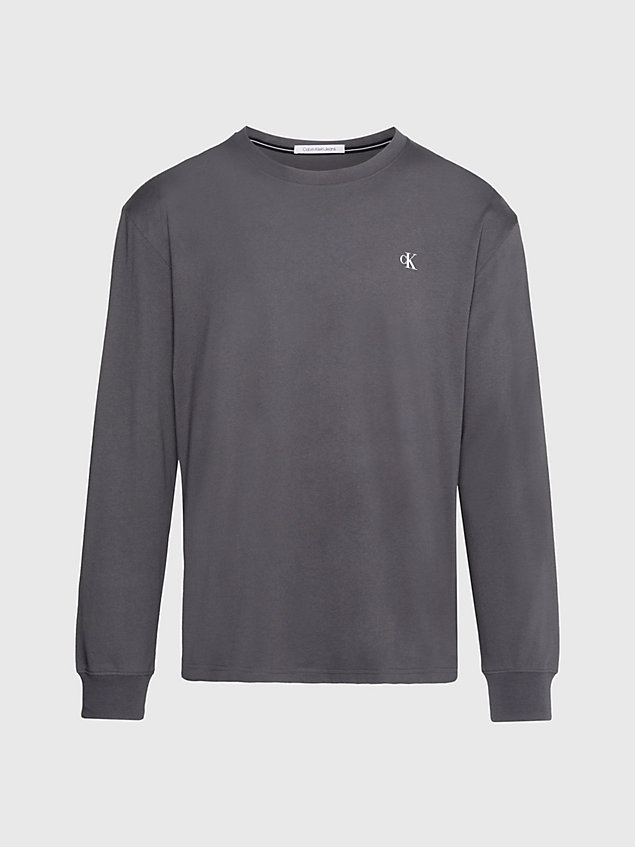 t-shirt à manches longues avec logo grey pour hommes calvin klein jeans