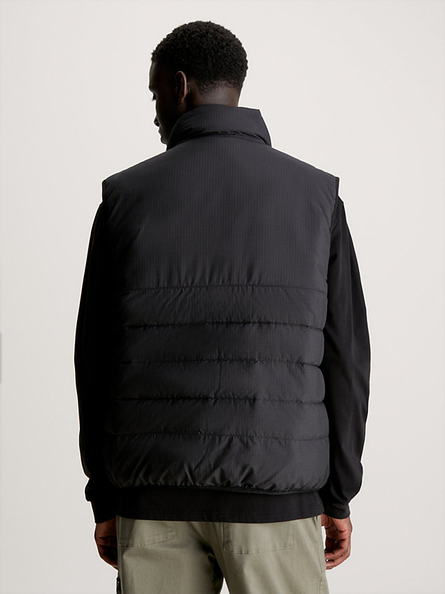 black lightly padded ripstop vest for men calvin klein jeans