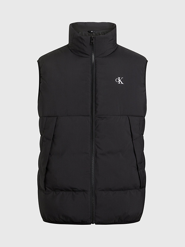 ck black lightly padded ripstop vest for men calvin klein jeans