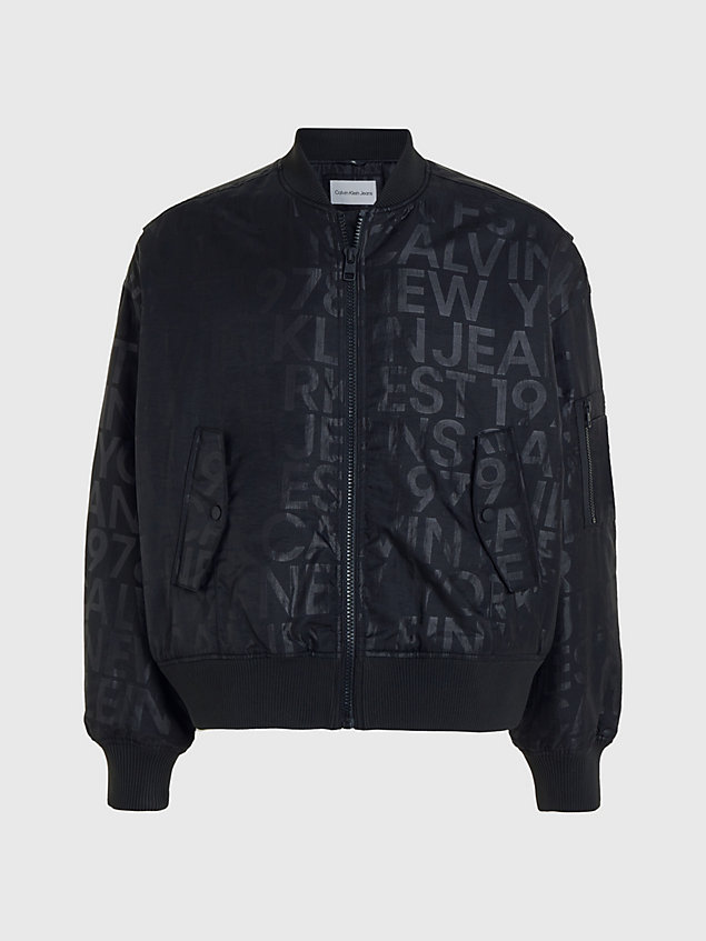 giacca bomber con logo all-over black da uomo calvin klein jeans