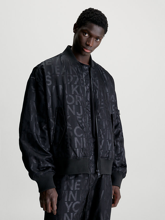 giacca bomber con logo all-over black da uomini calvin klein jeans
