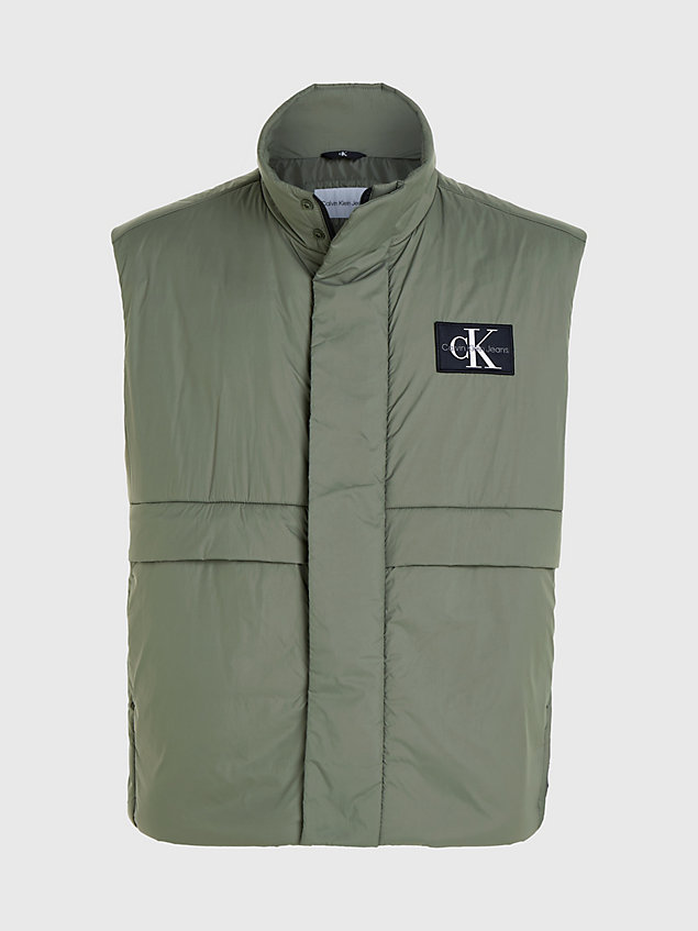 green padded nylon utility vest for men calvin klein jeans