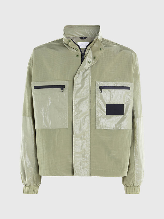 green relaxed utility track jacket for men calvin klein jeans