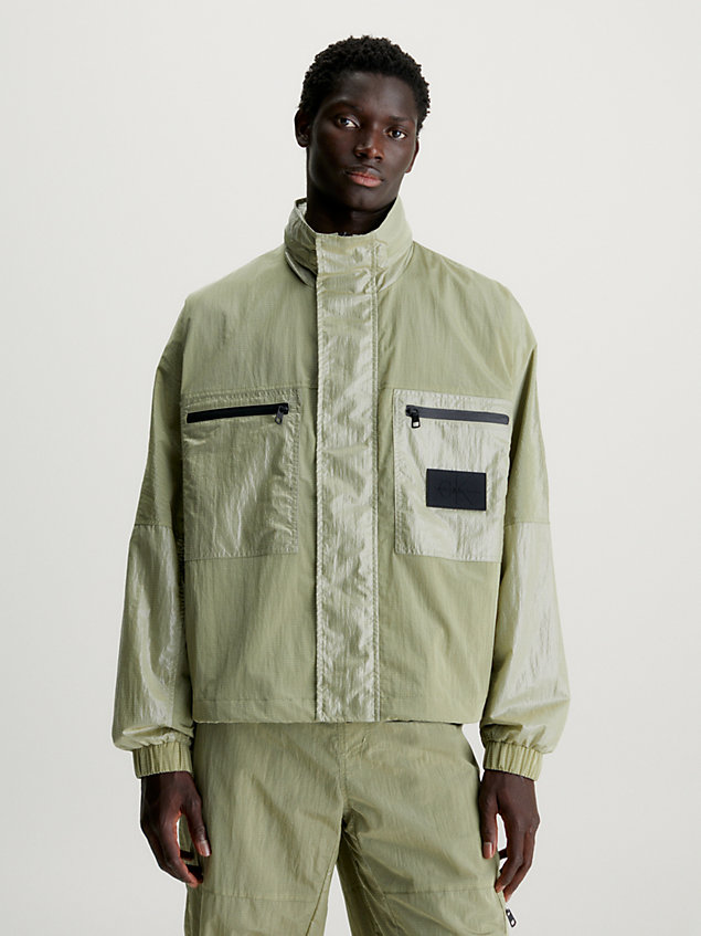 green relaxed utility track jacket for men calvin klein jeans
