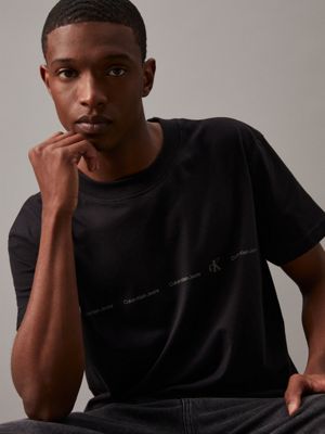 black repeat logo t-shirt for men calvin klein jeans