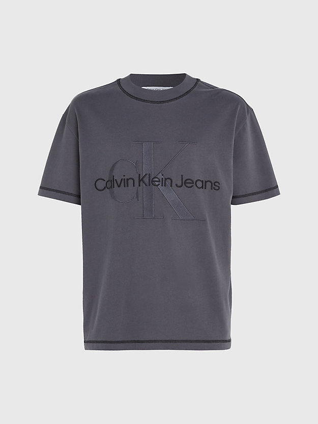 washed black relaxed monogram t-shirt for men calvin klein jeans