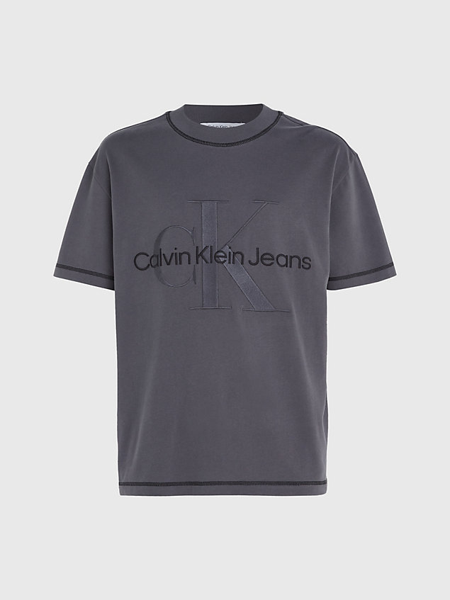 t-shirt con monogramma dal taglio relaxed grey da uomo calvin klein jeans