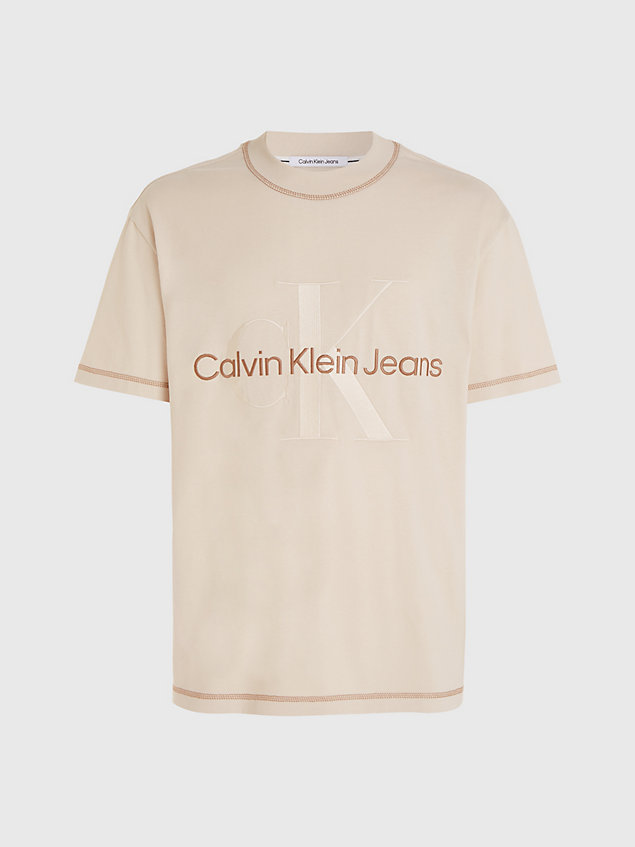 white relaxed monogram t-shirt for men calvin klein jeans