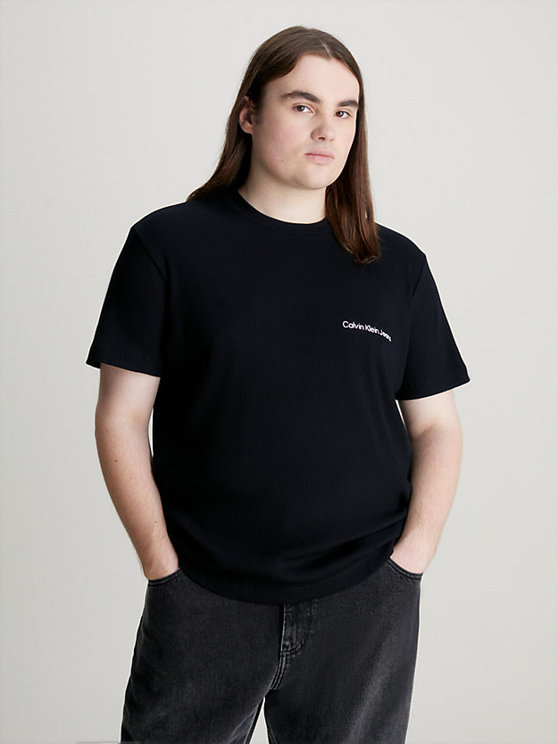 ck black slim ribbed cotton t-shirt for men calvin klein jeans