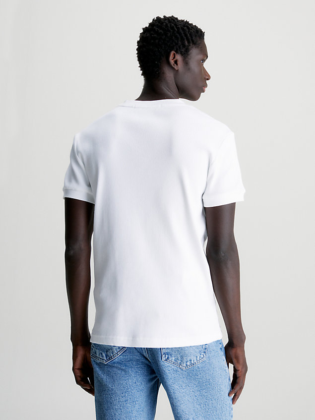 white schmales t-shirt aus gerippter baumwolle für herren - calvin klein jeans