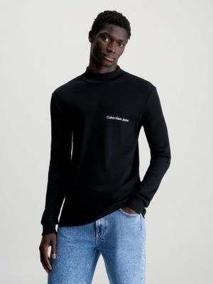 Calvin Klein Slim Ribbed Long Sleeve T-Shirt - XXS - Black - Men