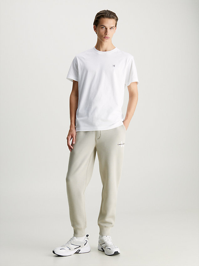 grey spodnie dresowe z bawełnianego polaru dla mężczyźni - calvin klein jeans