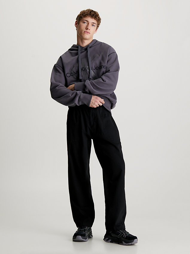pantalon relaxed en sergé de coton black pour hommes calvin klein jeans