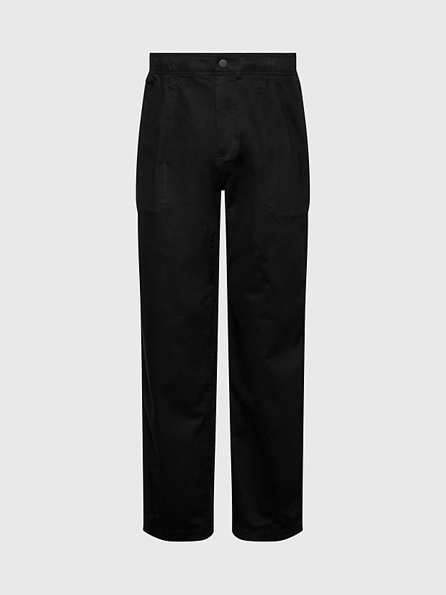 pantalones relaxed de sarga de algodón ck black de hombre calvin klein jeans