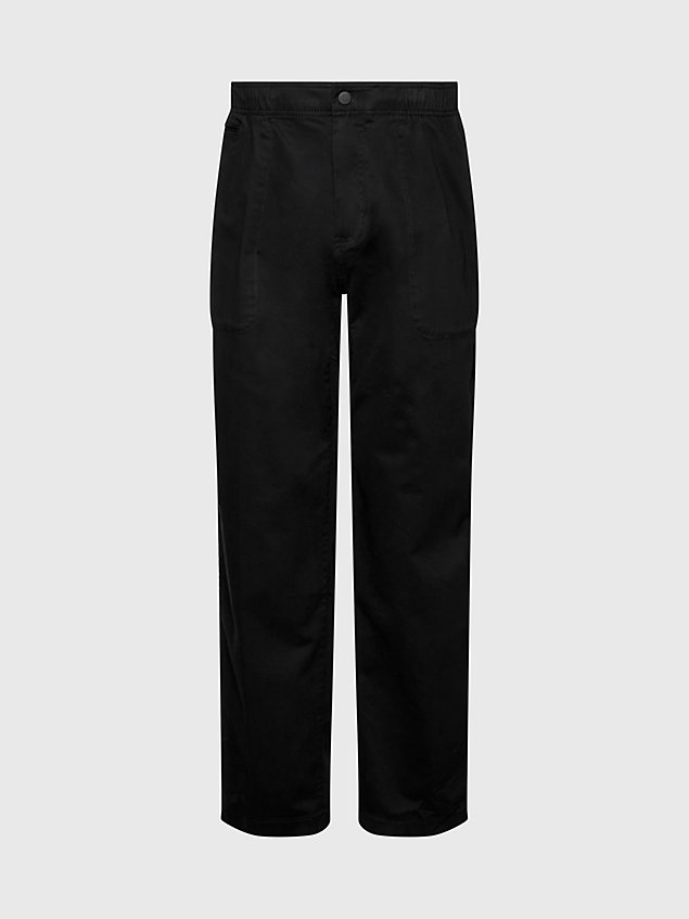 pantalones relaxed de sarga de algodón black de hombre calvin klein jeans