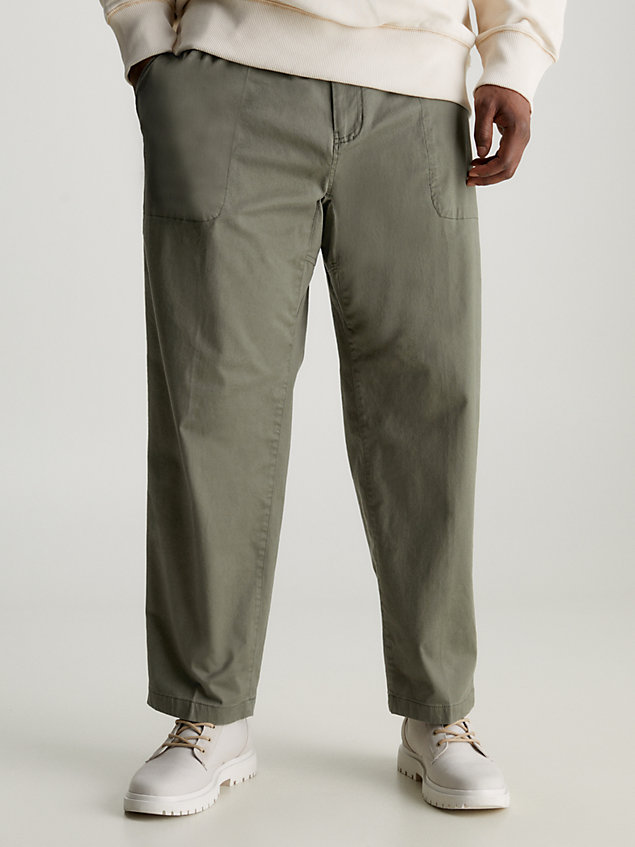 green relaxed cotton twill trousers for men calvin klein jeans