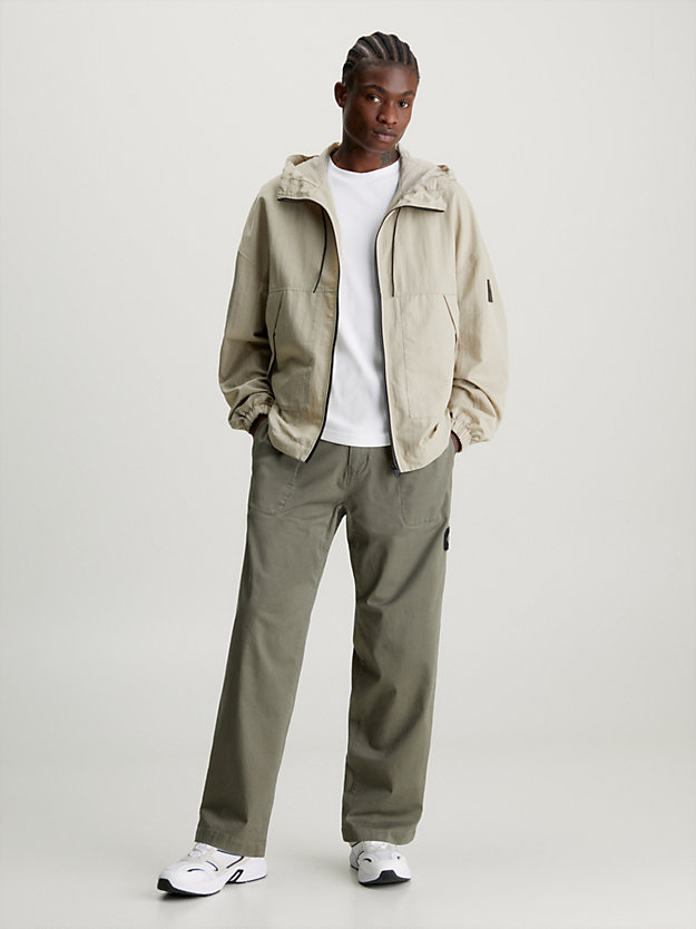 dusty olive relaxed cotton twill trousers for men calvin klein jeans