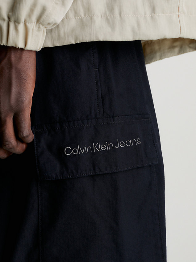black cotton ripstop cargo pants for men calvin klein jeans