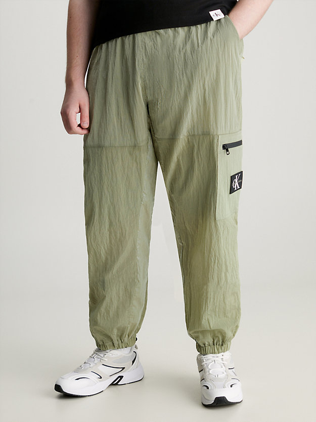 oil green relaxed nylon cargo pants for men calvin klein jeans