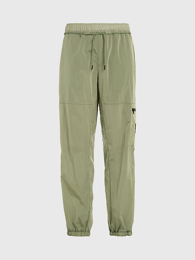 oil green relaxed nylon cargo pants for men calvin klein jeans