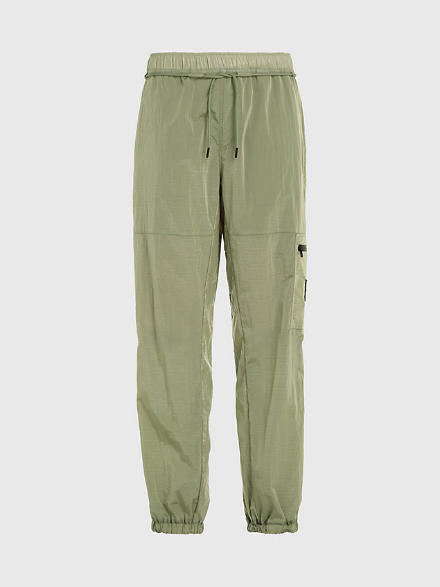 green relaxed nylon cargo pants for men calvin klein jeans