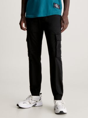 Black men's cargo skinny washed cargo pant - CALVIN KLEIN JEANS