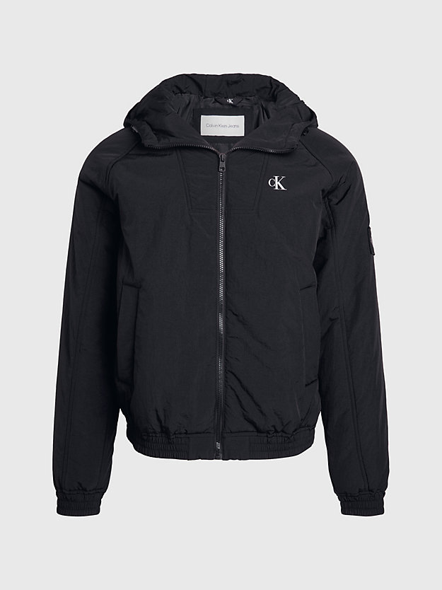 ck black padded hooded nylon jacket for men calvin klein jeans
