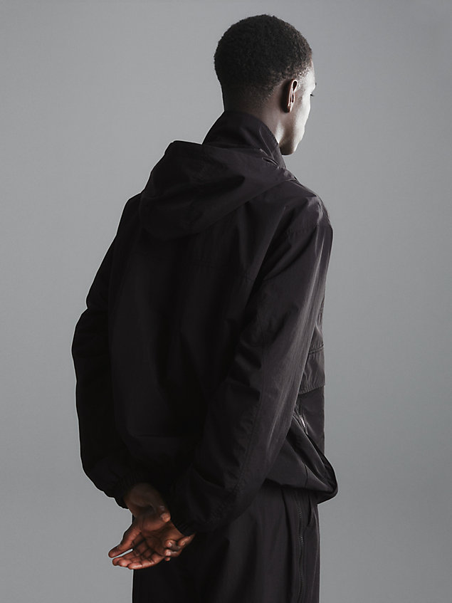 black anorak oversize z podwójnym zamkiem dla mężczyźni - calvin klein jeans