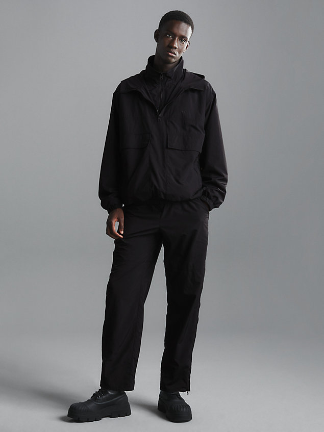 giacca a vento oversize con doppia zip black da uomo calvin klein jeans