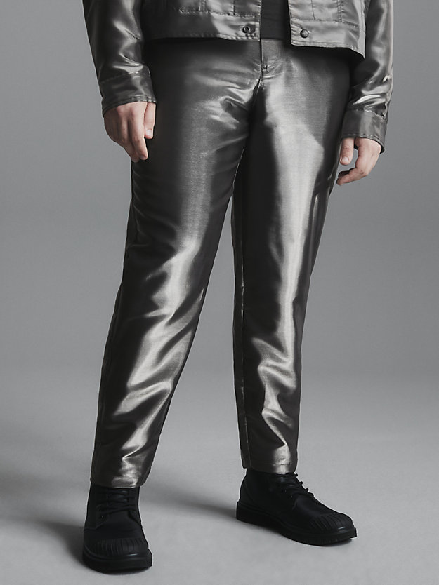 liquid metal 90's loose metallic trousers for men calvin klein jeans