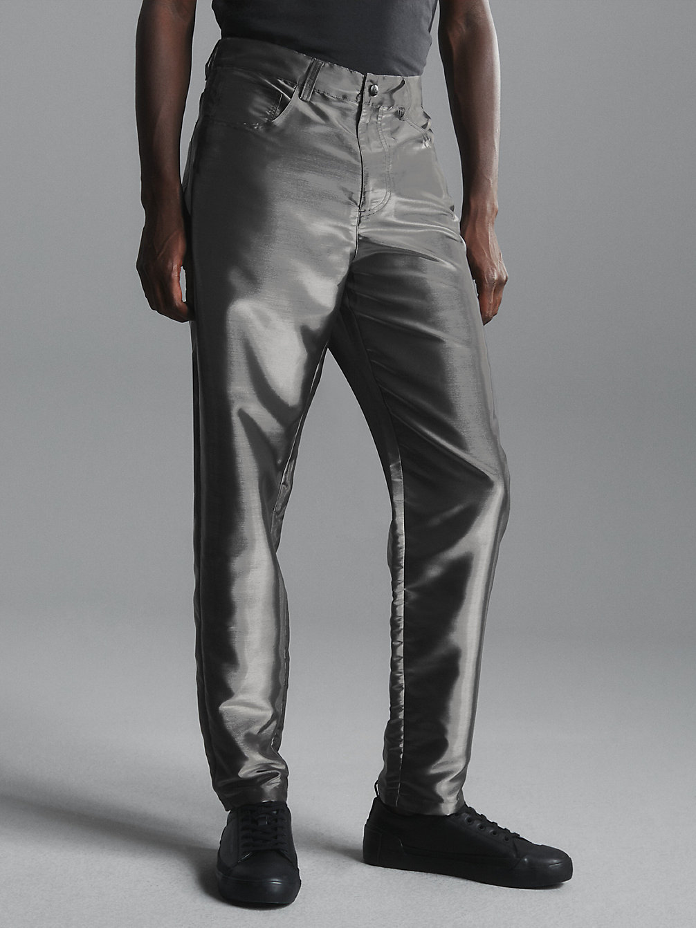 LIQUID METAL 90's Loose Metallic Trousers undefined men Calvin Klein