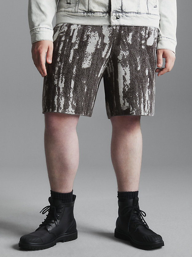 glitched aop cotton jacquard knit shorts for men calvin klein jeans