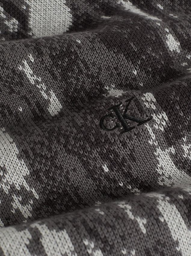 grey gebreide trui van katoen jacquard voor heren - calvin klein jeans